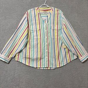 Casual Cotton Colorful Shirt Button Front Stripe Size 3X Teacher Lightweight NWT